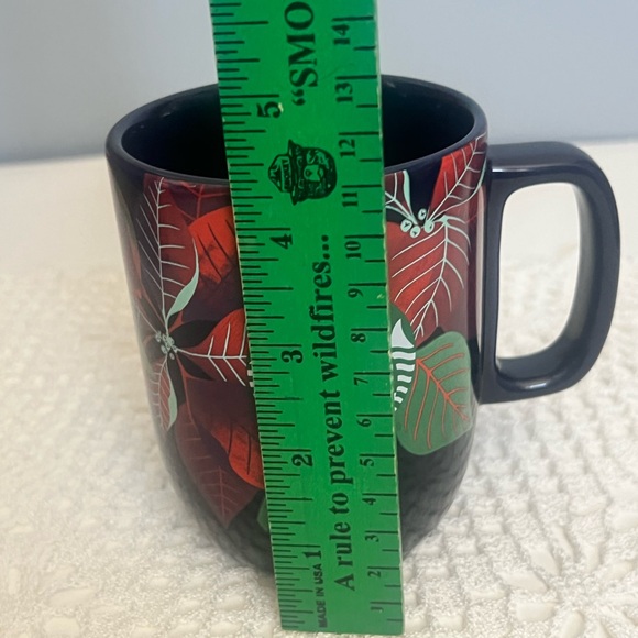 Starbucks Coffee Mug Poinsettia Tea Cup 2020 Navy Blue Holiday 12 oz. - Picture 6 of 7